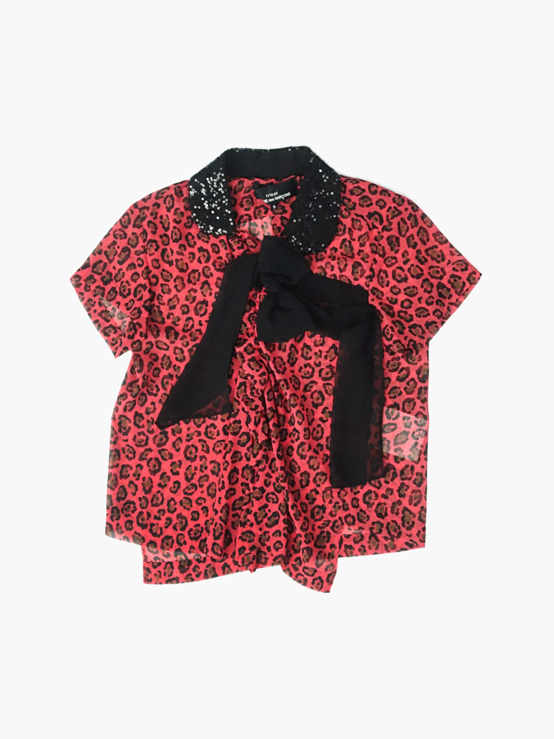 TRICOT COMME DES GARCONSLeopard ribbon blouse