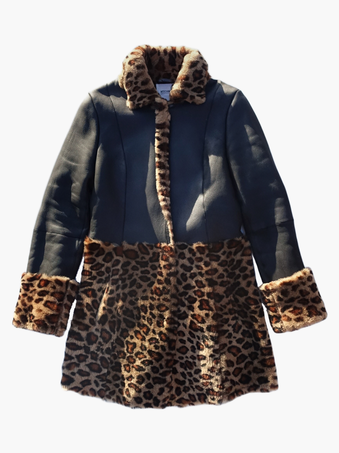 MOSCHINO CHEAP &amp; CHICSheep leather leopard coat